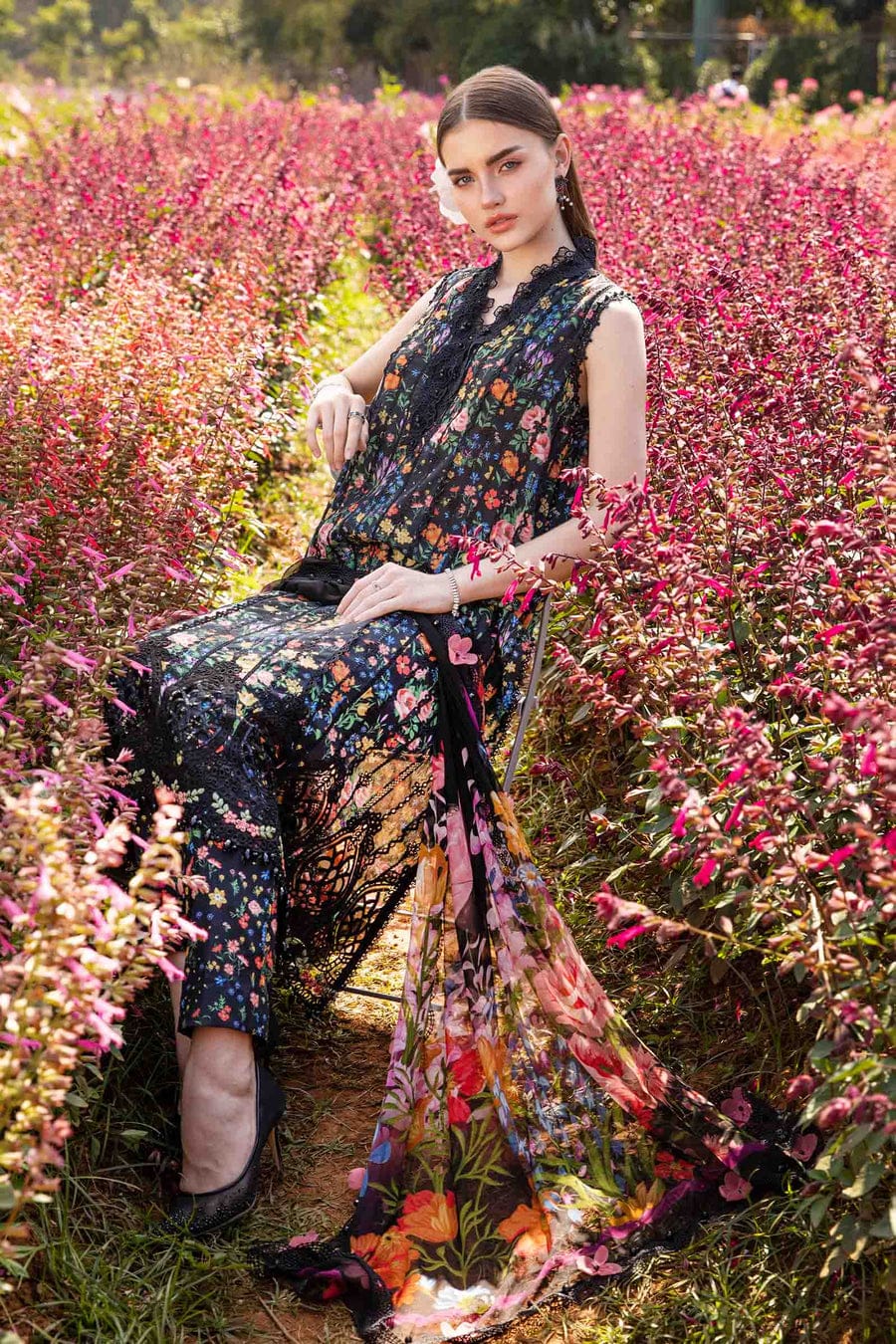 MARIA.B lawn chikankari printed embroidered patch-work unstitced 3pc ✓