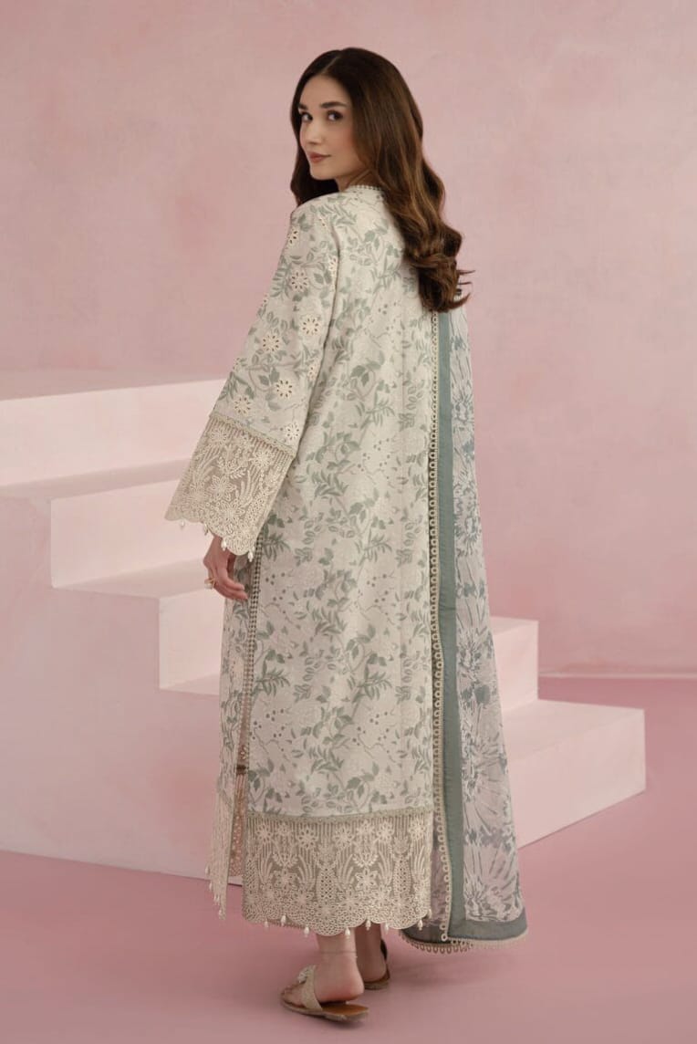 AFROZEH chikankari embriodered lawn unstitced 3pc