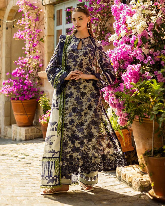 ELAF chikankari &amp; sequence embroidered lawn unstitced 3pc✓