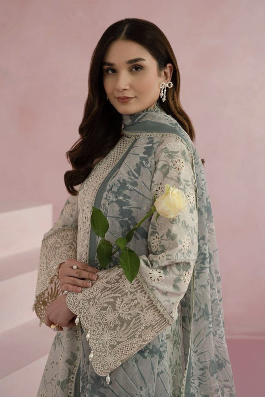 AFROZEH chikankari embriodered lawn unstitced 3pc