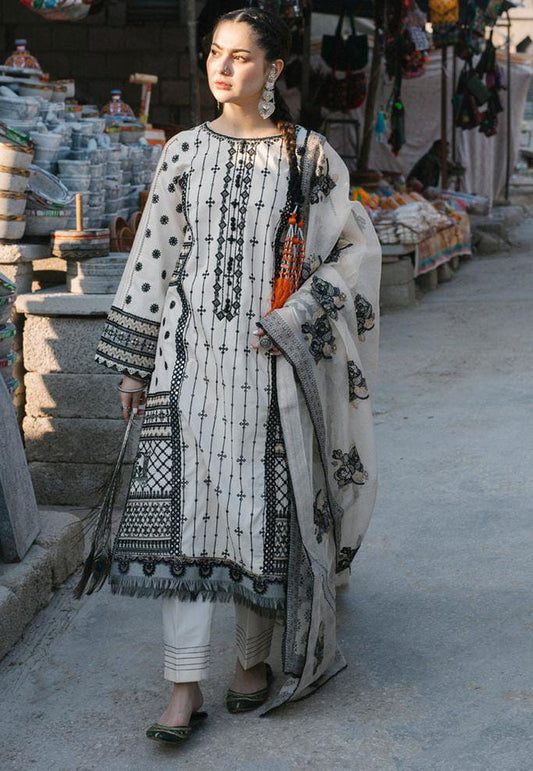 QALAMQAR embroidered luxury formal unstitced 3pc✓